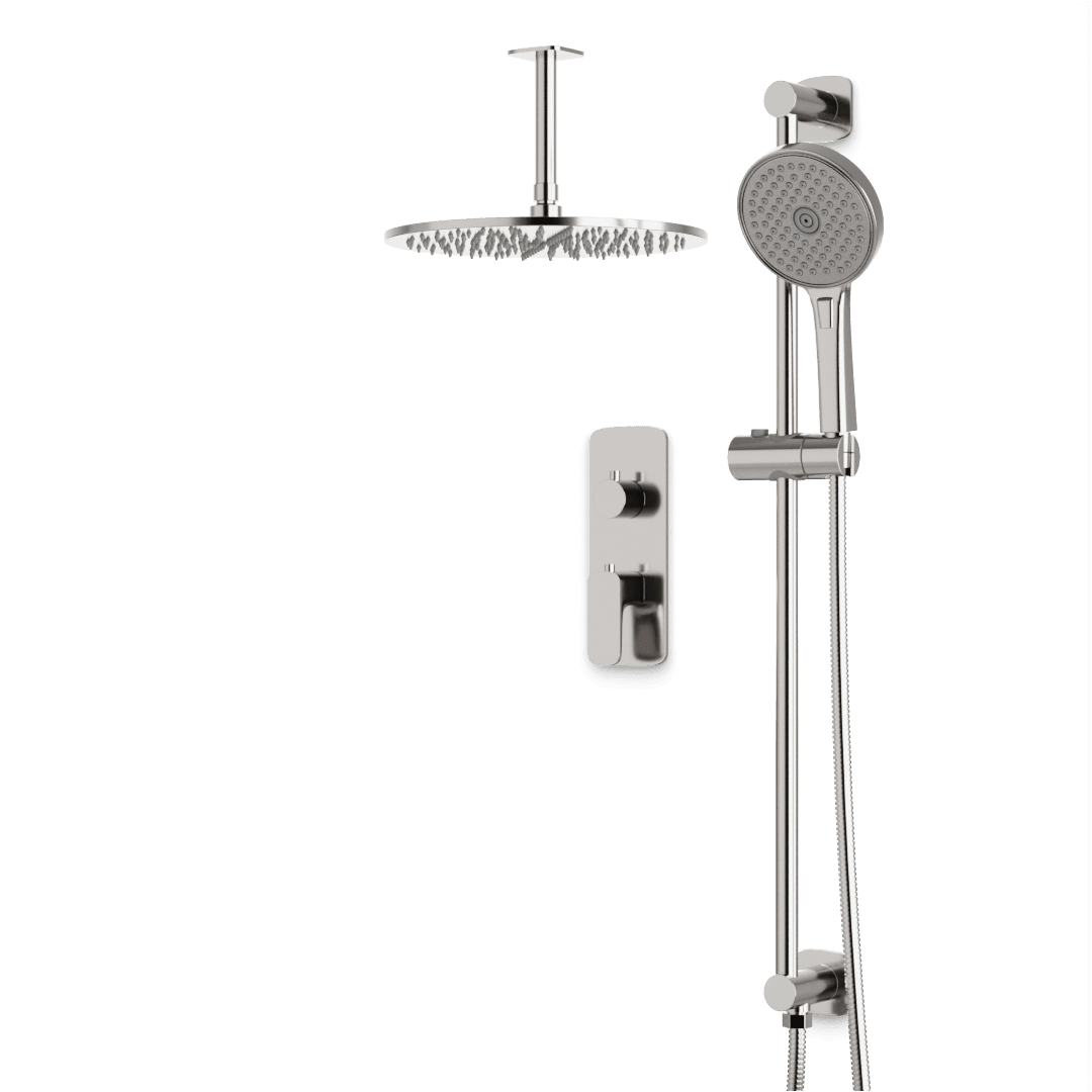 Artos Harmony Thermostatic Shower Trim Kit with Hand Shower on Slide Bar in Brushed Nickel – 8" Shower Head Size – PS136C8TRBN