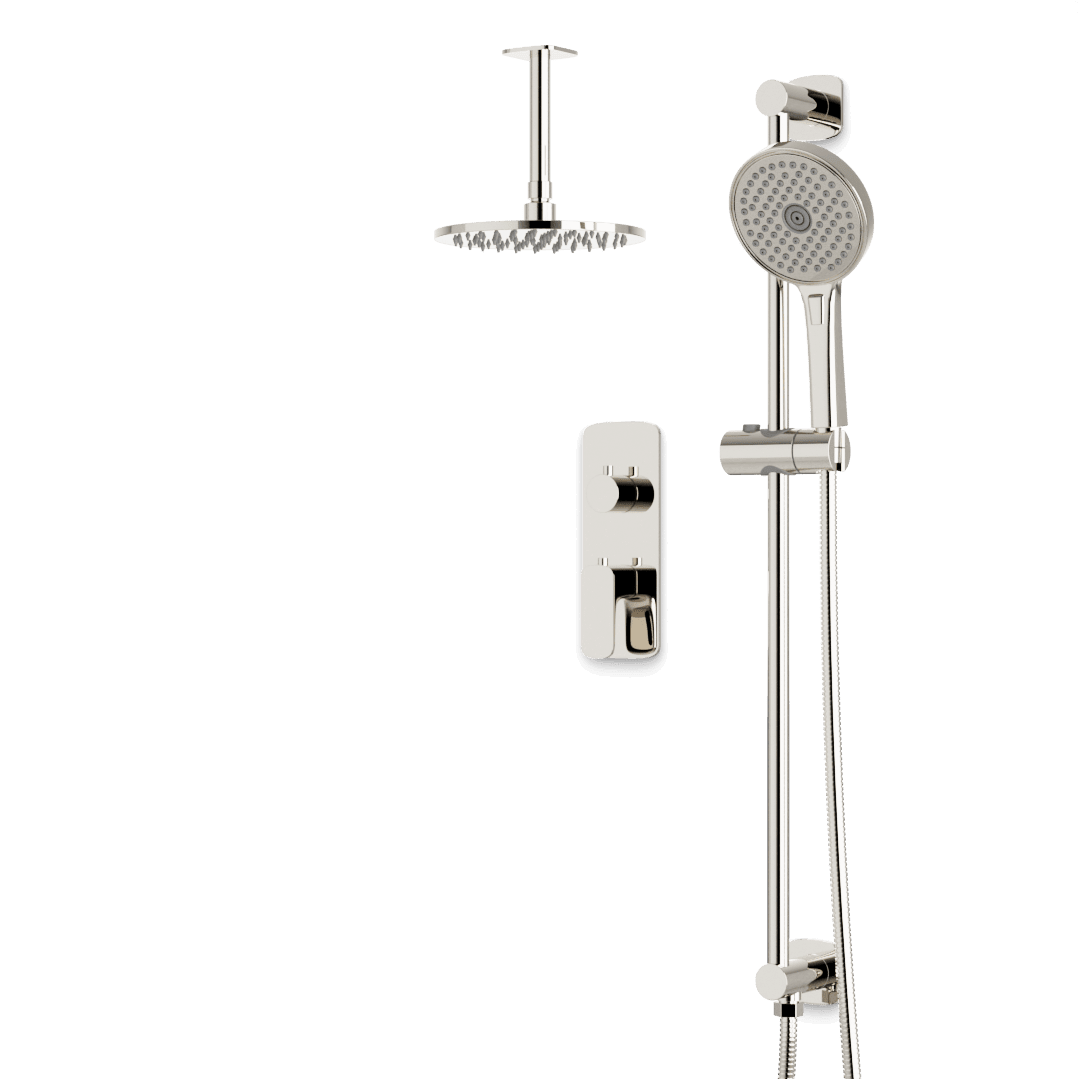 Artos Harmony Thermostatic Shower Trim Kit with Hand Shower on Slide Bar in Polished Nickel – 12" Shower Head Size – PS136W12TRPN