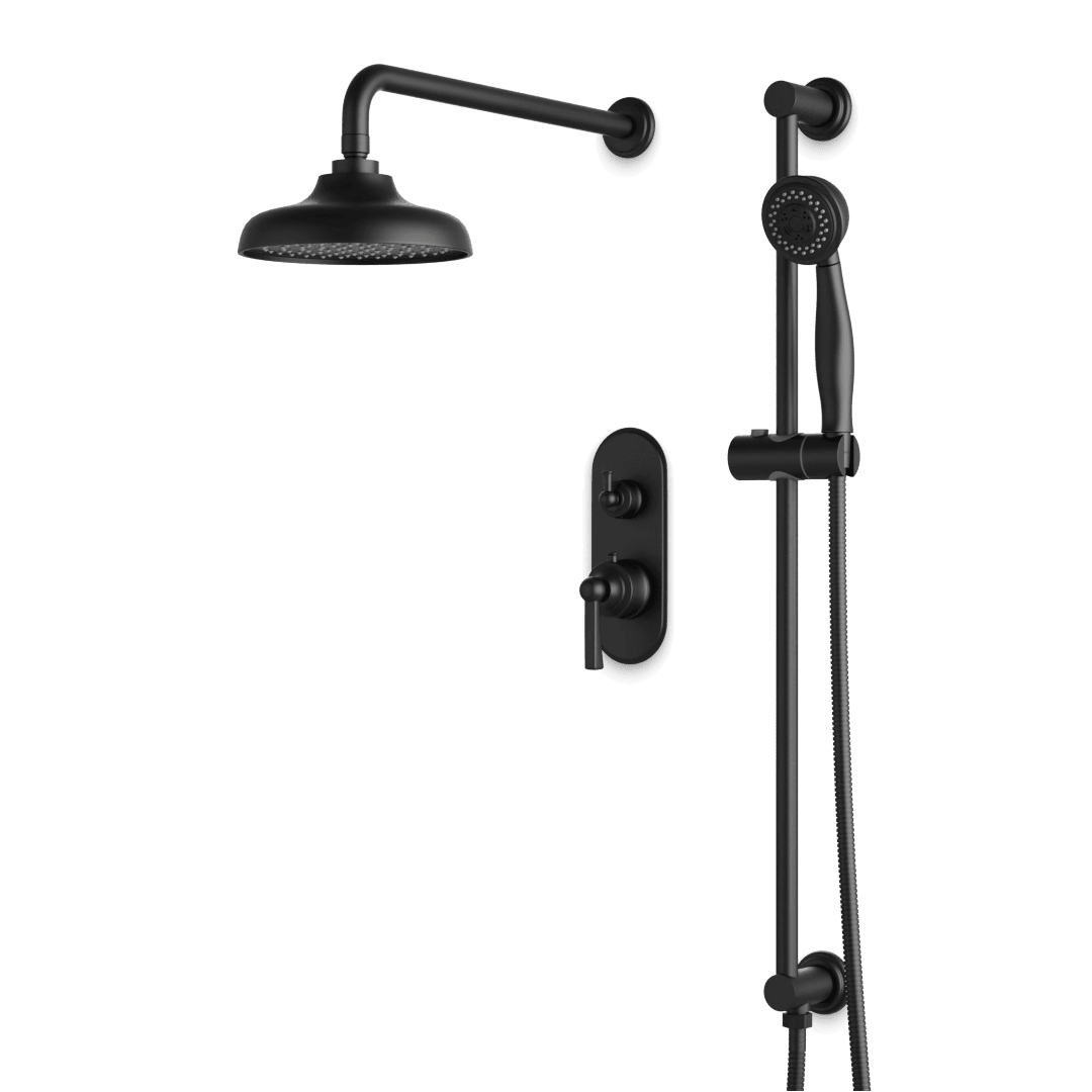 Artos Classic Thermostatic Shower Trim Kit with Hand Shower on Slide Bar in Matte Black – Wide Control Trim Style – PS136DCLBK