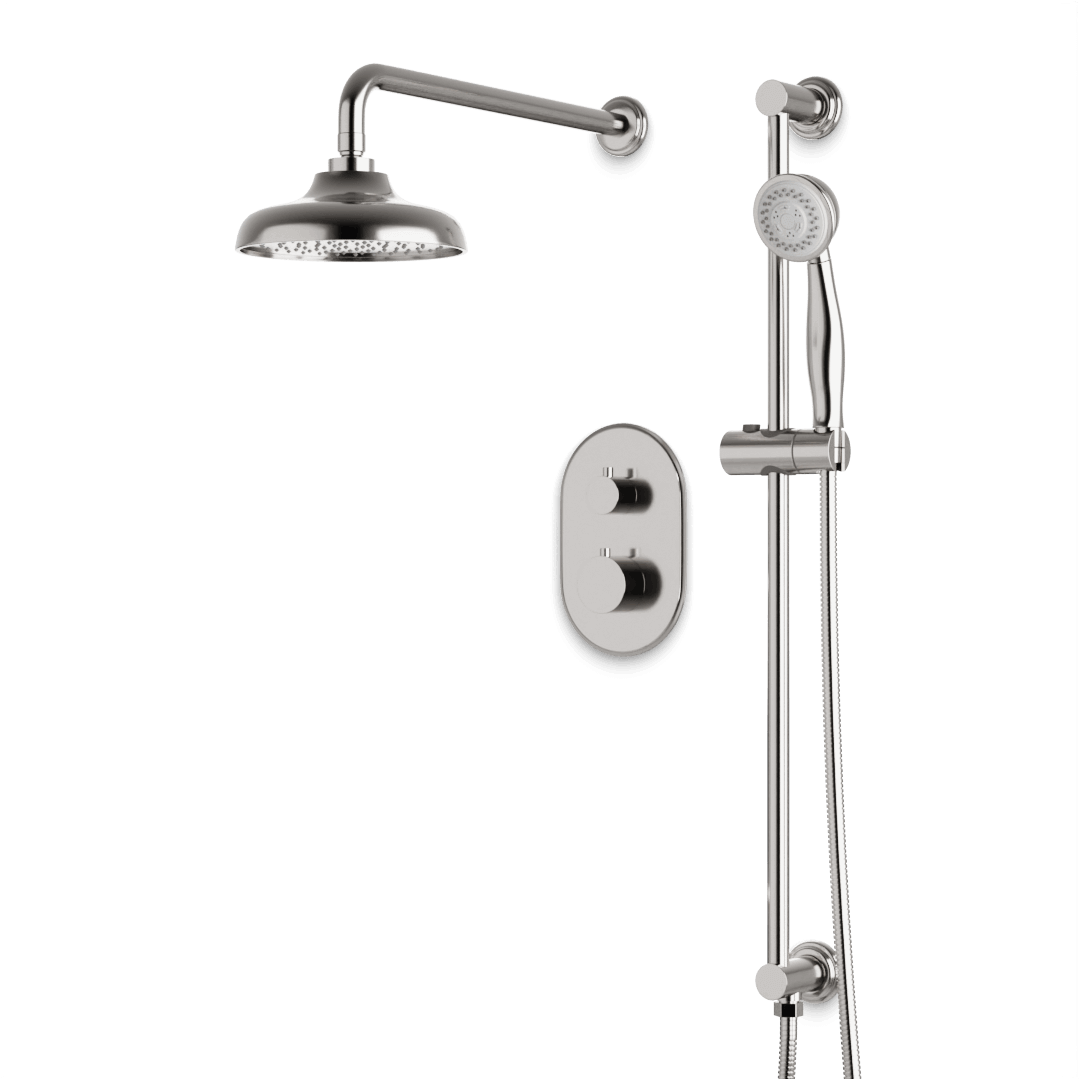 Artos Classic Thermostatic Shower Trim Kit with Hand Shower on Slide Bar in Brushed Nickel – Wide Control Trim Style – PS136DCLBN