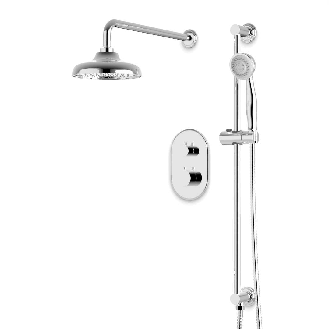 Artos Classic Thermostatic Shower Trim Kit with Hand Shower on Slide Bar in Chrome – Wide Control Trim Style – PS136DCLCH