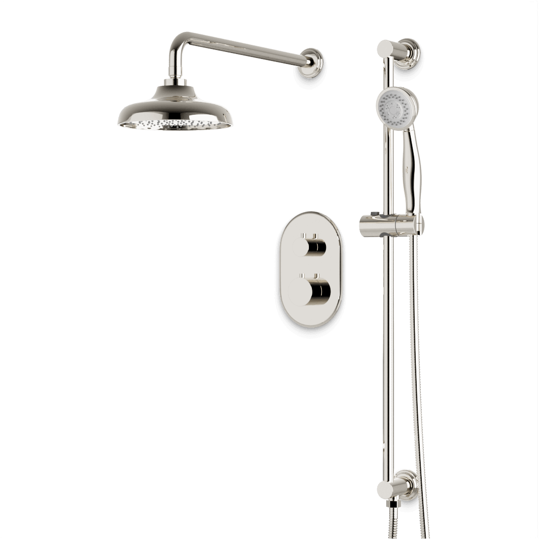 Artos Classic Thermostatic Shower Trim Kit with Hand Shower on Slide Bar in Polished Nickel – Wide Control Trim Style – PS136DCLPN