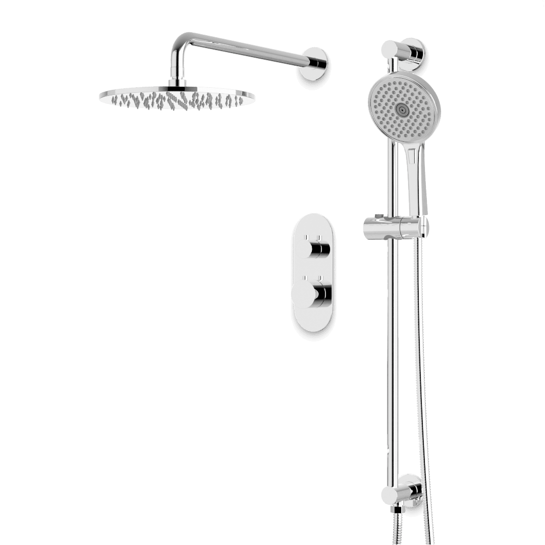 Artos Opera Thermostatic Shower Trim Kit with Hand Shower on Slide Bar in Chrome – Wide Control Trim Style – PS136CH