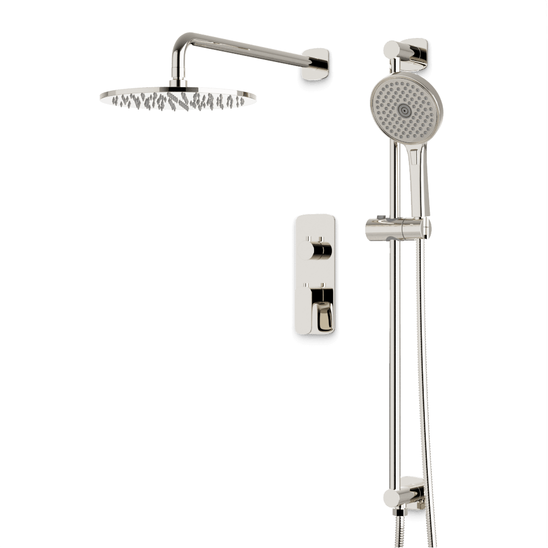 Artos Harmony Thermostatic Shower Trim Kit with Hand Shower on Slide Bar in Polished Nickel – 12" Shower Head Size – PS136W12TRPN