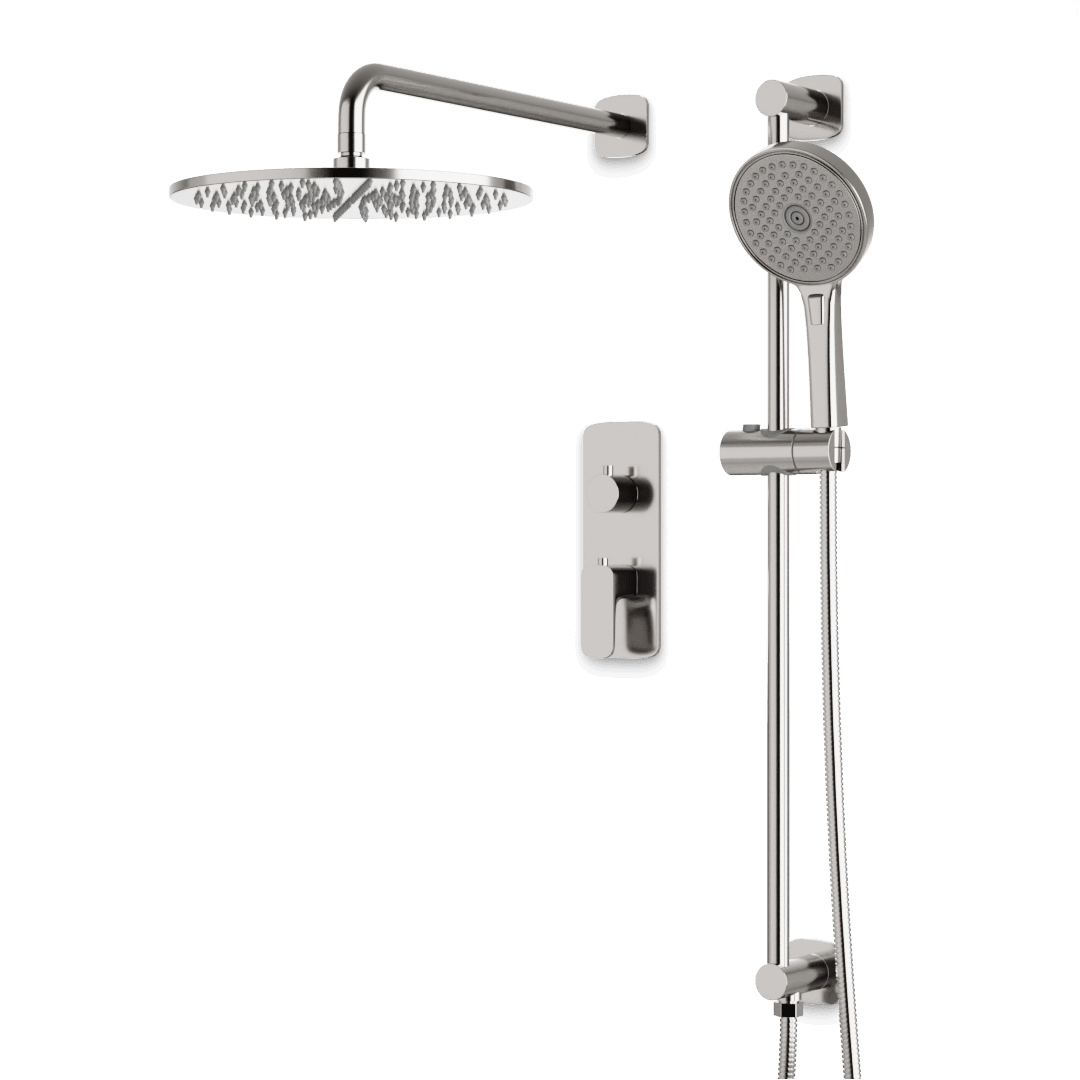 Artos Harmony Thermostatic Shower Trim Kit with Hand Shower on Slide Bar in Brushed Nickel – 8" Shower Head Size – PS136C8TRBN