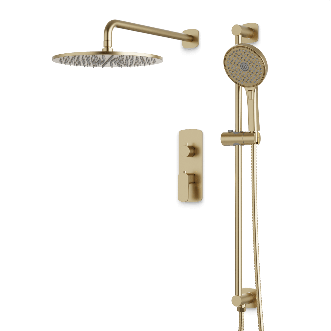 Artos Harmony Thermostatic Shower Trim Kit with Hand Shower on Slide Bar in Satin Brass – 10" (standard) Shower Head Size – PS136C10TRSB