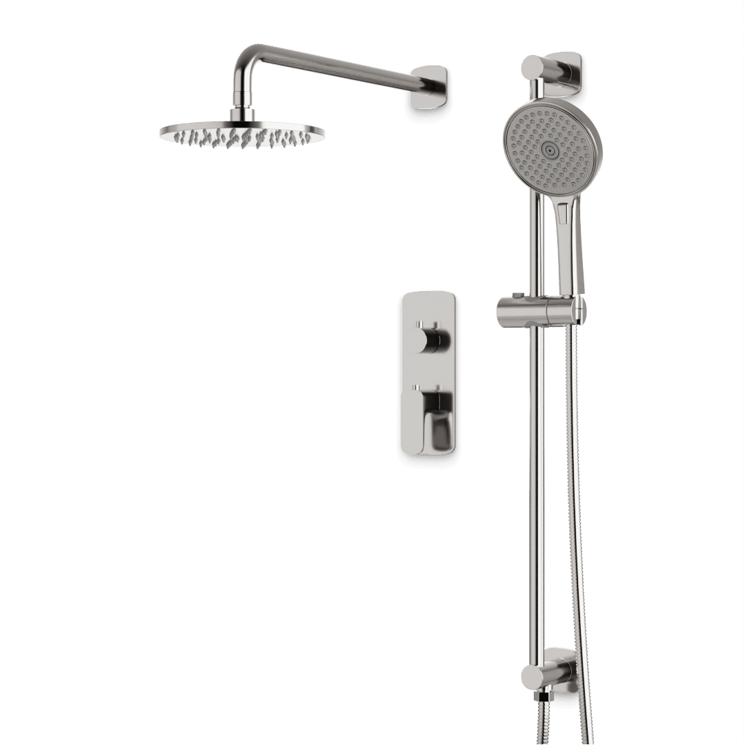 Artos Harmony Thermostatic Shower Trim Kit with Hand Shower on Slide Bar in Brushed Nickel – 8" Shower Head Size – PS136C8TRBN