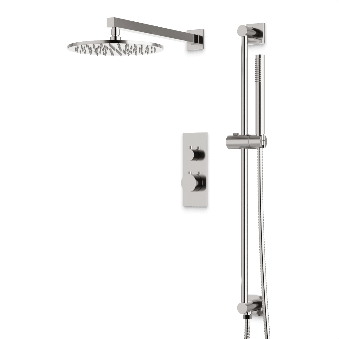 Artos Otella Thermostatic Shower Trim Kit with Hand Shower on Slide Bar in Brushed Nickel – Wide Control Trim Style – PS137BN