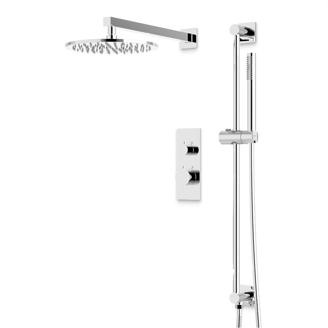 Artos Otella Thermostatic Shower Trim Kit with Hand Shower on Slide Bar in Chrome – Wide Control Trim Style – PS137CH