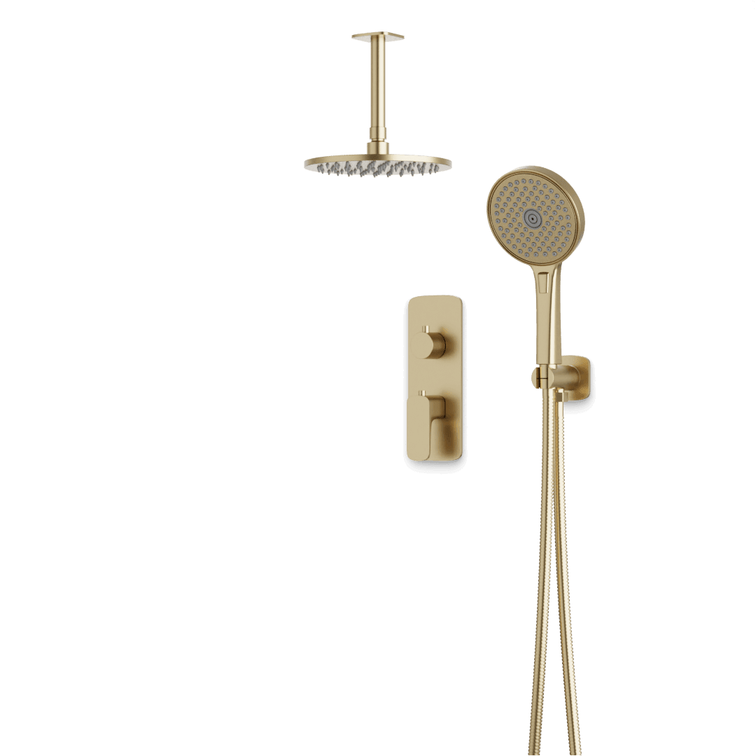 Artos Harmony Thermostatic Shower Trim Kit with Hand Shower in Satin Brass – 12" Shower Head Size – PS140C12TRSB