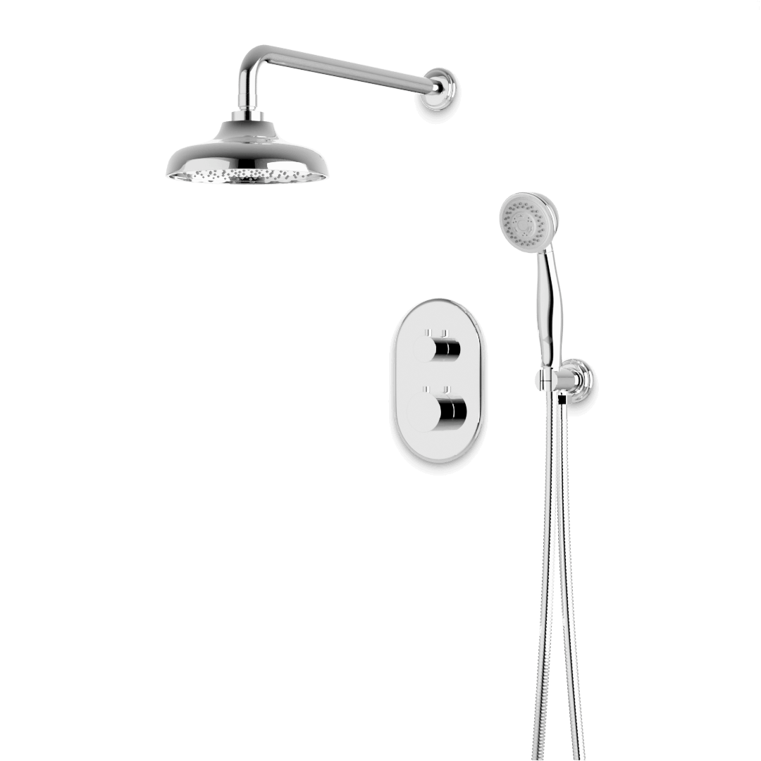 Artos Classic Thermostatic Shower Trim Kit with Hand Shower in Chrome – Wide Control Trim Style – PS140DCLCH