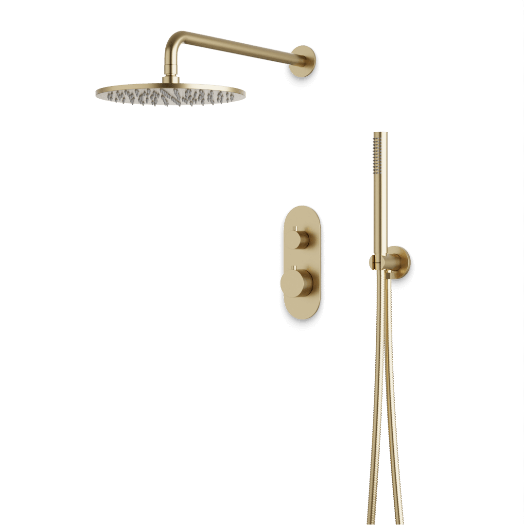 Artos Opera Thermostatic Shower Trim Kit with Hand Shower in Satin Brass – Wide Control Trim Style – PS140SB