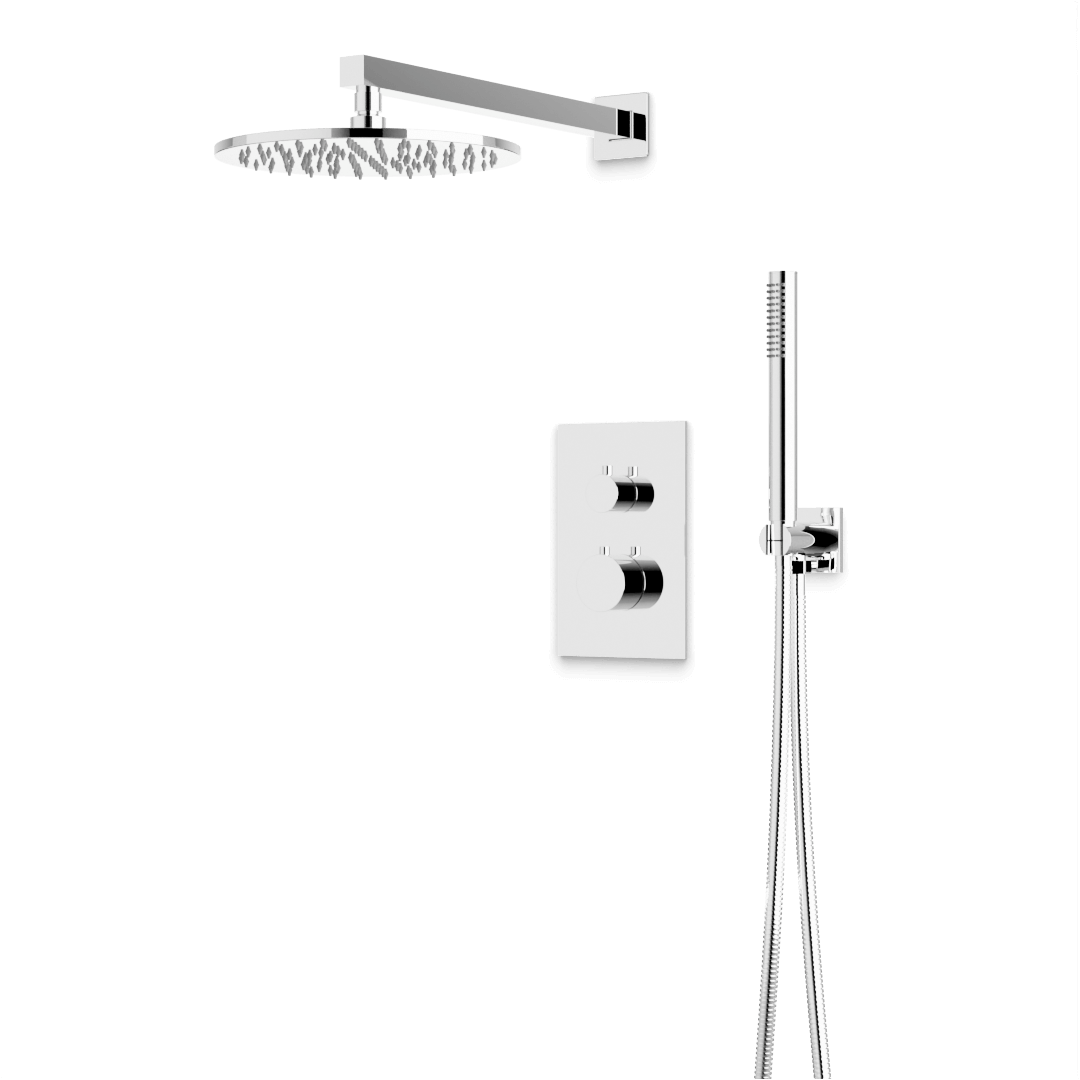 Artos Otella Thermostatic Shower Trim Kit with Hand Shower in Chrome – Wide Control Trim Style – PS141CH