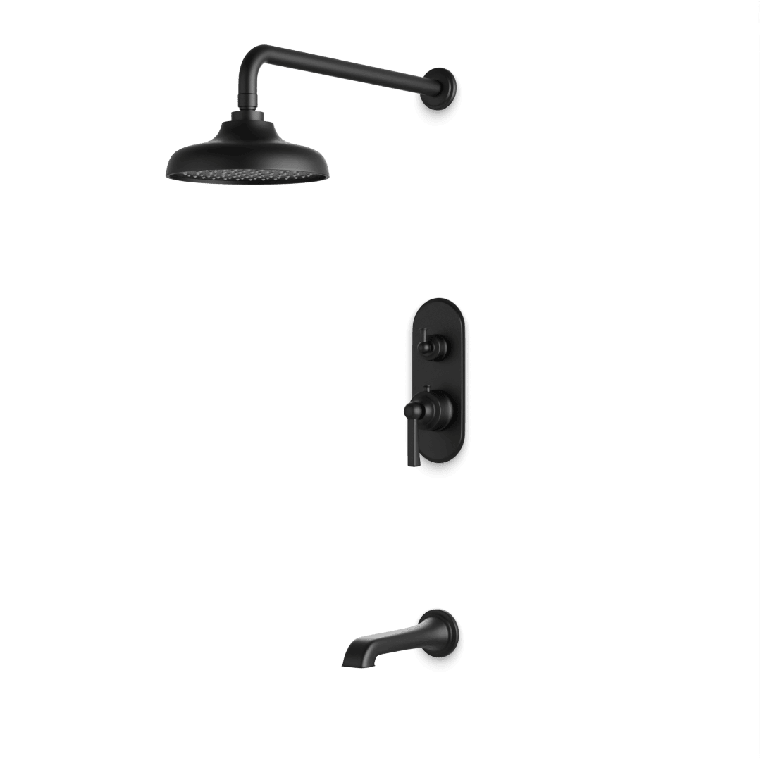 Artos Classic Thermostatic Shower Trim Kit with Tub Filler in Matte Black – Wide Control Trim Style – PS144DCLBK