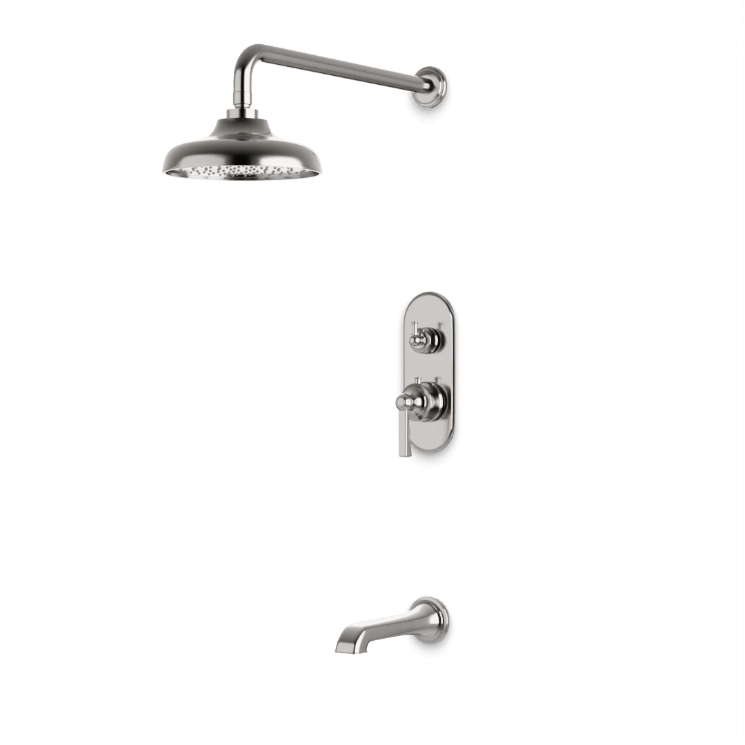 Artos Classic Thermostatic Shower Trim Kit with Tub Filler in Brushed Nickel – Wide Control Trim Style – PS144DCLBN