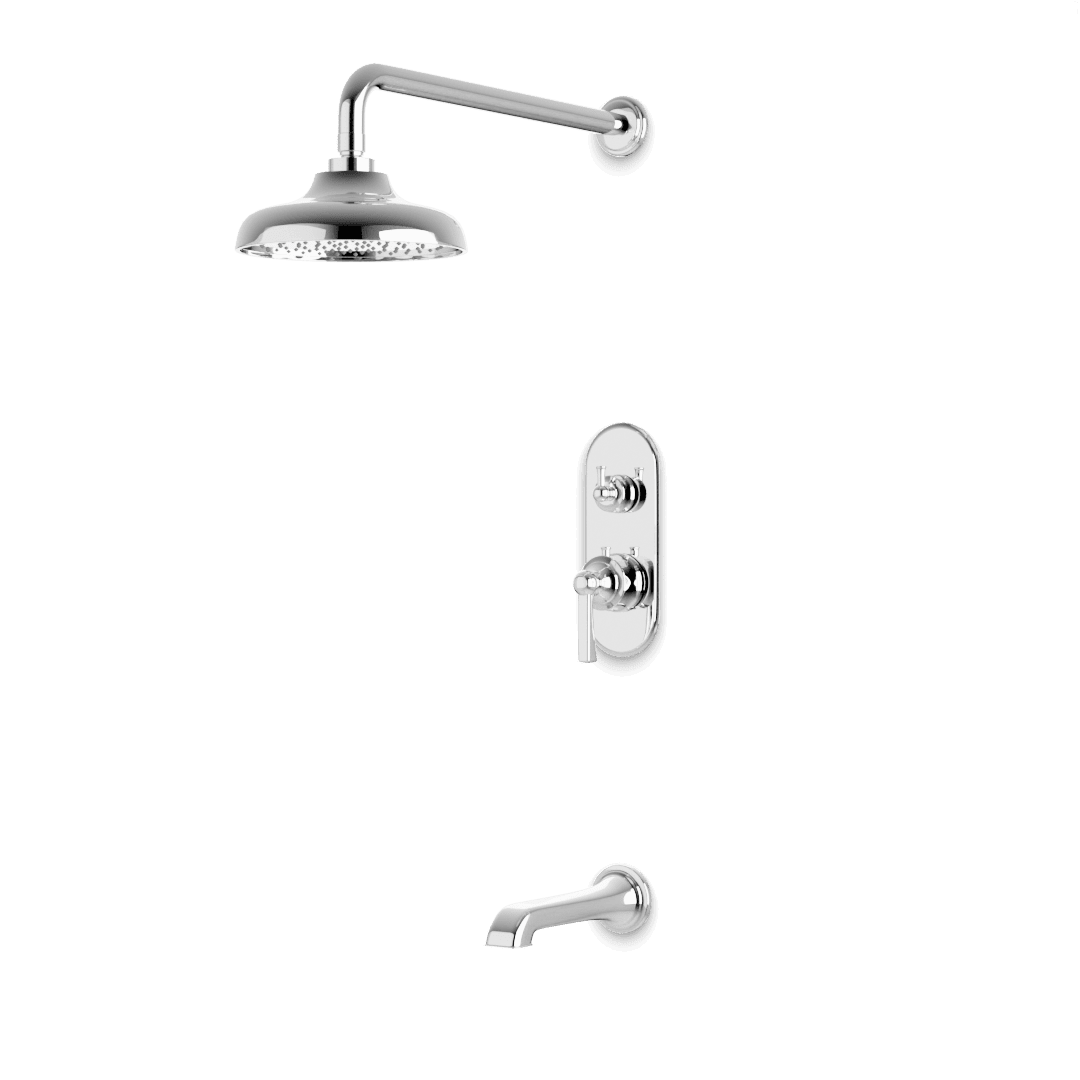Artos Classic Thermostatic Shower Trim Kit with Tub Filler in Chrome – Wide Control Trim Style – PS144DCLCH