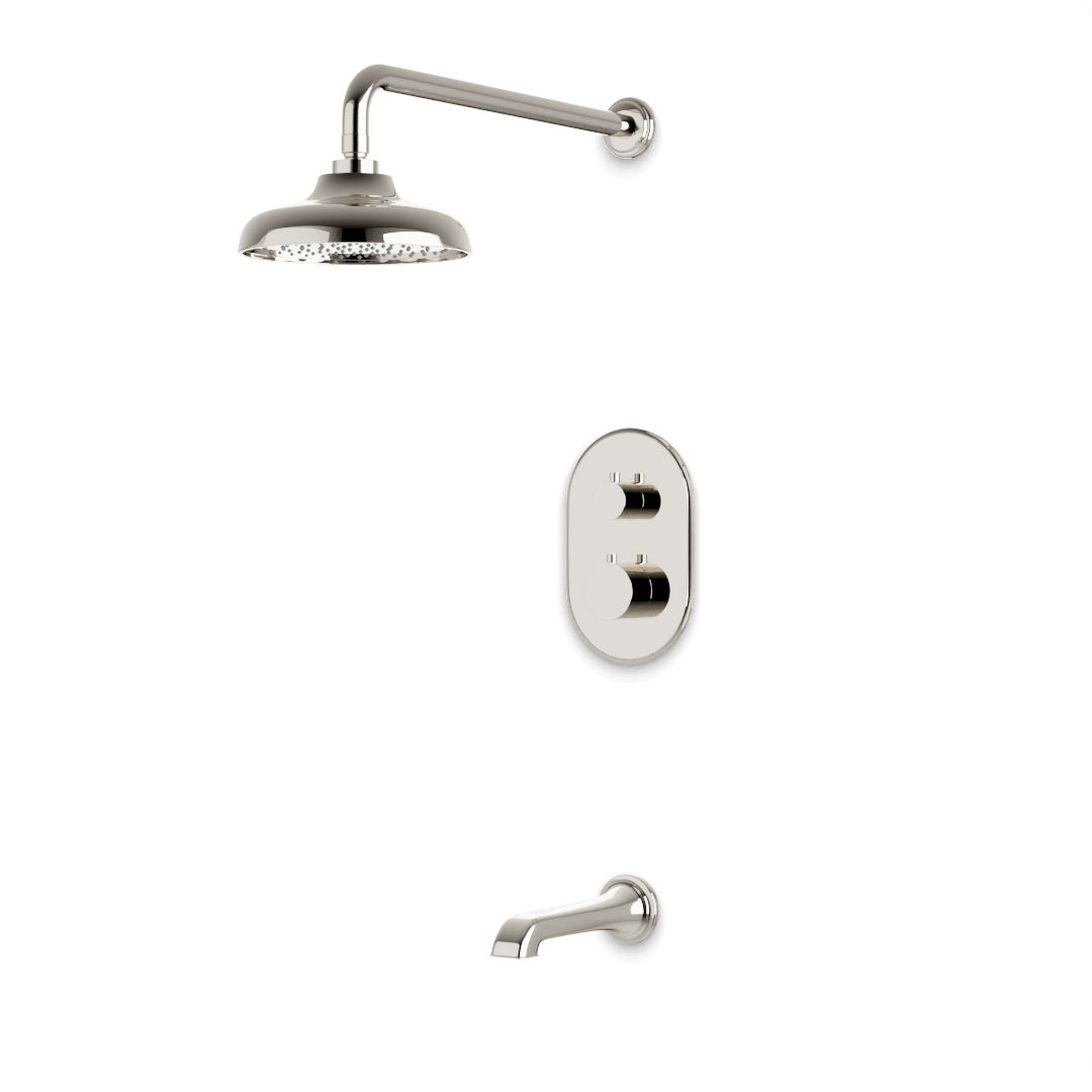 Artos Classic Thermostatic Shower Trim Kit with Tub Filler in Polished Nickel – Wide Control Trim Style – PS144DCLPN