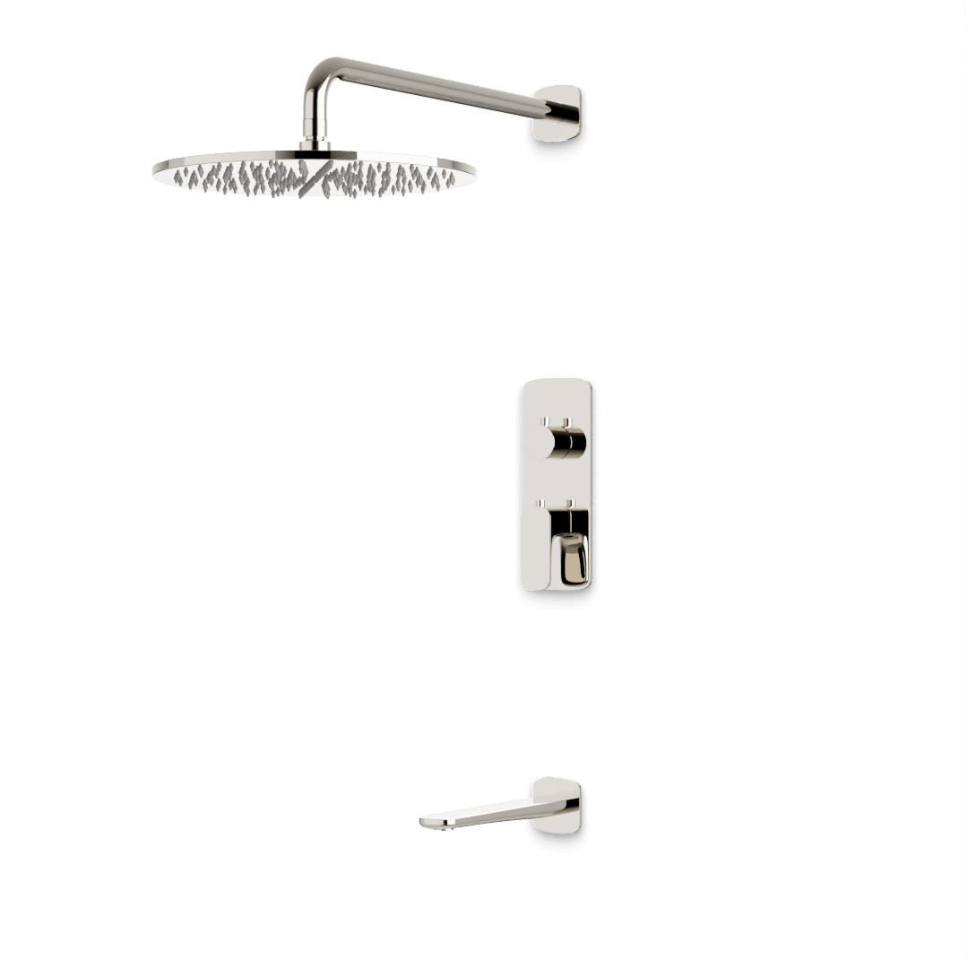 Artos Harmony Thermostatic Shower Trim Kit with Tub Filler in Polished Nickel – 12" Shower Head Size – PS144W12TRPN