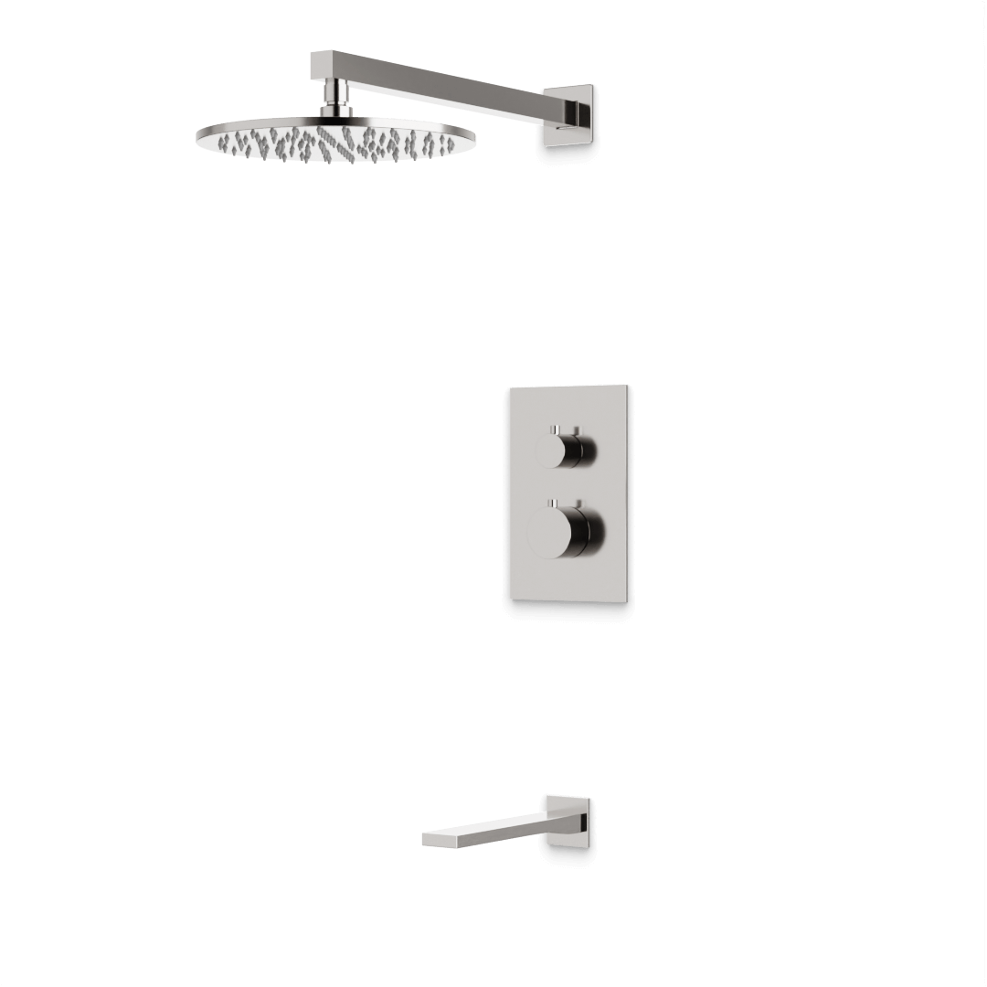Artos Otella Thermostatic Shower Trim Kit with Tub Filler in Brushed Nickel – Wide Control Trim Style – PS145BN