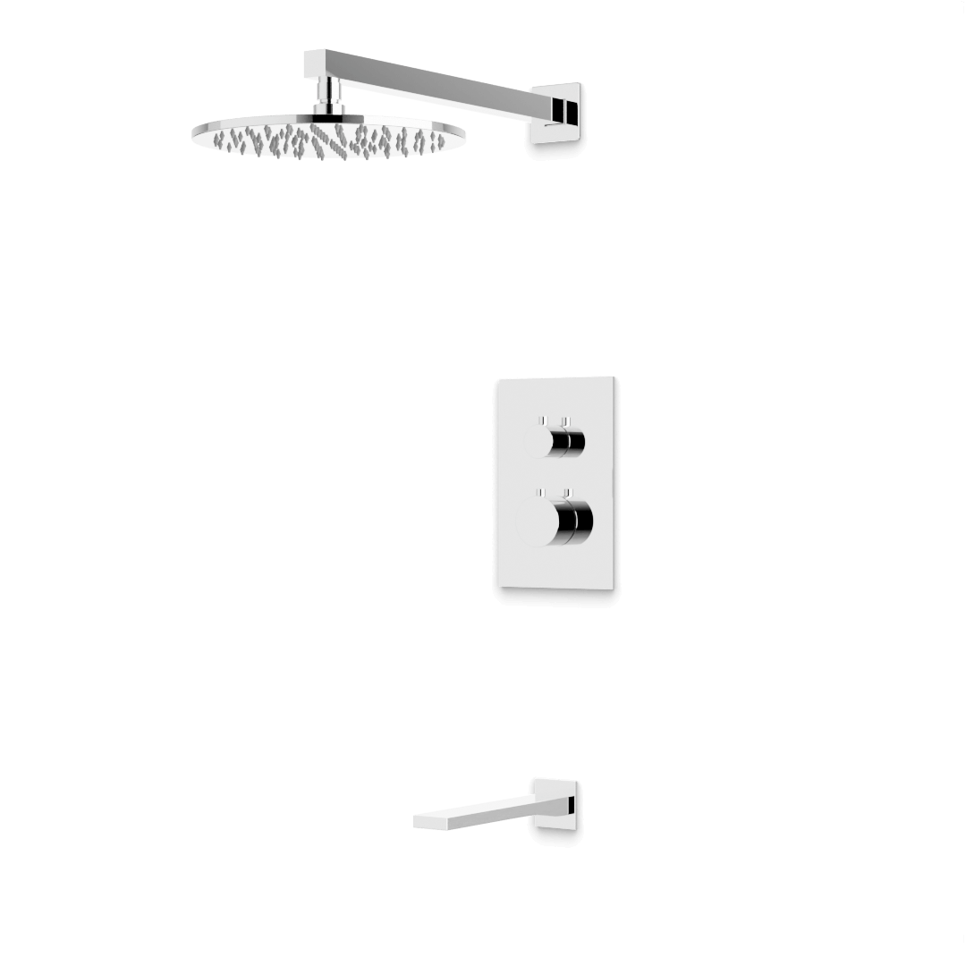Artos Otella Thermostatic Shower Trim Kit with Tub Filler in Chrome – Wide Control Trim Style – PS145CH