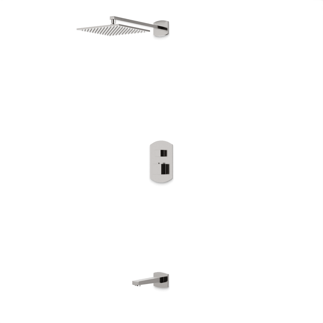 Artos Transitional Thermostatic Shower Trim Kit with Wall Mount Shower Head, Tub Filler in Brushed Nickel – PS146BN