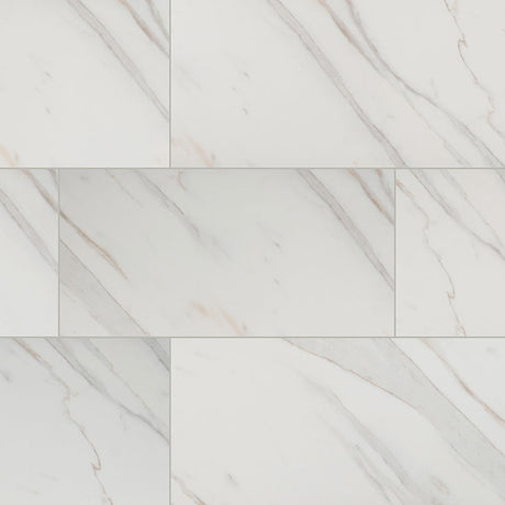 MSI Pietra Calacatta12x24 marble look glazed porcelain floor wall tile NCAL1224 product shot angle view#Size_12"x24"