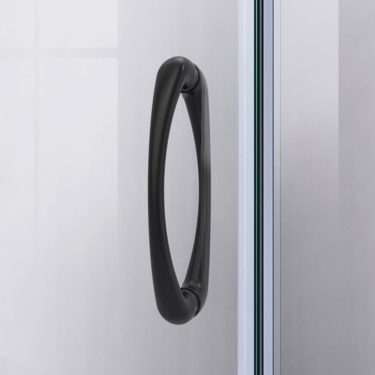 DreamLine Prime 38 in. x 74 3/4 in. Semi-Frameless Frosted Glass Sliding Shower Enclosure in Satin Black with Biscuit Base Kit