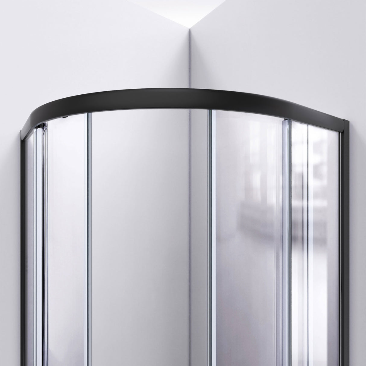 DreamLine Prime 33 in. x 76 3/4 in. Semi-Frameless Clear Glass Sliding Shower Enclosure in Satin Black with Base and Wall Kit