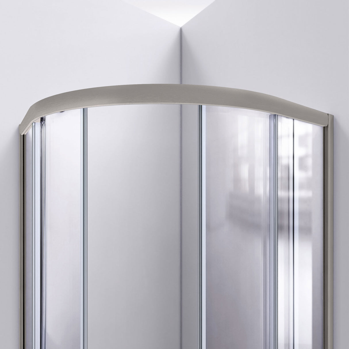 DreamLine Prime 33 in. x 74 3/4 in. Semi-Frameless Frosted Glass Sliding Shower Enclosure in Brushed Nickel with White Base Kit