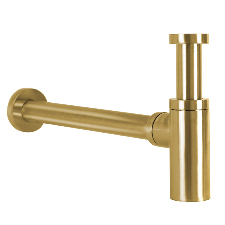 Durable Round Brass Sink P-Trap in Matte Gold