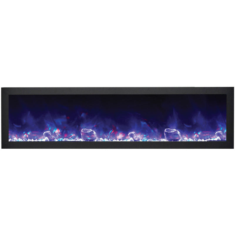Amantii BI-50-SLIM-OD Panorama Slim Full View Smart Electric  - 50" Indoor /Outdoor WiFi Enabled Fireplace, featuring a MultiFunction Remote, Multi Speed Flame Motor, Glass Media & a Black Trim