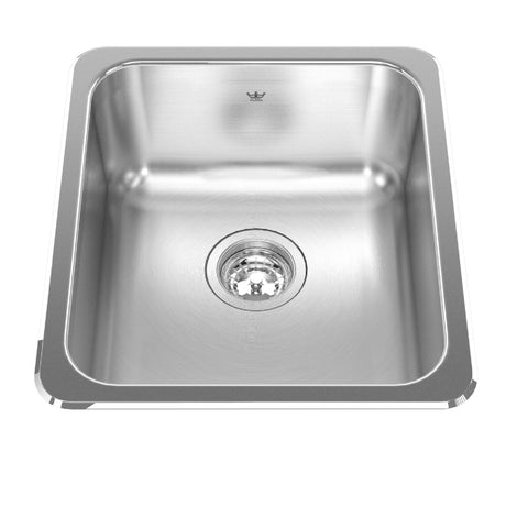 KINDRED QSA1816-8N Steel Queen 16.13-in LR x 18.13-in FB x 8-in DP Drop In Single Bowl Stainless Steel Kitchen Sink In Satin Finished Bowl with Mirror Finished Rim