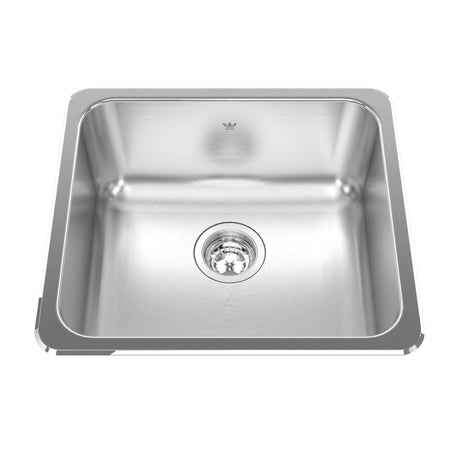 KINDRED QSA1820-8N Steel Queen 20.13-in LR x 18.13-in FB x 8-in DP Drop In Single Bowl Stainless Steel Kitchen Sink In Satin Finished Bowl with Mirror Finished Rim