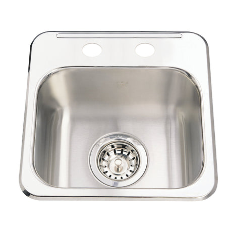 KINDRED QSL1313-6-2N Utility Collection 13.63-in LR x 13.63-in FB x 6-in DP Drop In Single Bowl 2-Hole Stainless Steel Hospitality Sink In Satin Finished Bowl with Mirror Finished Rim
