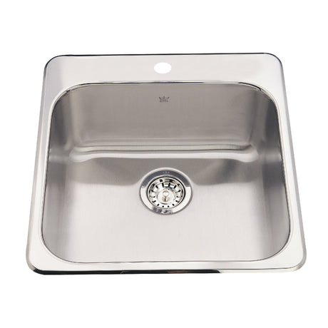 KINDRED QSL2020-7-1N Steel Queen 20-in LR x 20.5-in FB x 7-in DP Drop In Single Bowl 1-Hole Stainless Steel Kitchen Sink In Satin Finished Bowl with Mirror Finished Rim