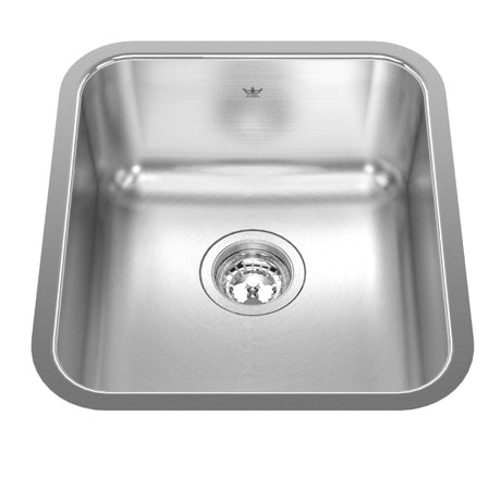 KINDRED QSUA1816-8N Steel Queen 15.75-in LR x 17.75-in FB x 8-in DP Undermount Single Bowl Stainless Steel Hospitality Sink In Satin Finished Bowl with Silk Finished Rim