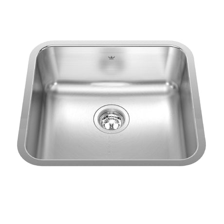 KINDRED QSUA1820-8N Steel Queen 19.75-in LR x 17.75-in FB x 8-in DP Undermount Single Bowl Stainless Steel Kitchen Sink In Satin Finished Bowl with Silk Finished Rim