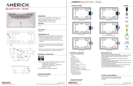 Americh QU7242TA5-BI Quantum 7242 - Tub Only / Airbath 5 - Biscuit