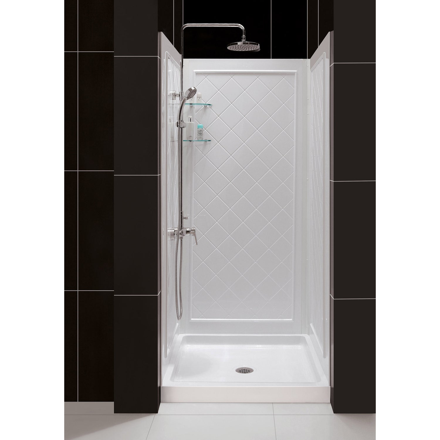 DreamLine Aqua Fold 32 in. D x 32 in. W x 76 3/4 in. H Frameless Bi-Fold Shower Door in Chrome with White Base and Wall Kit