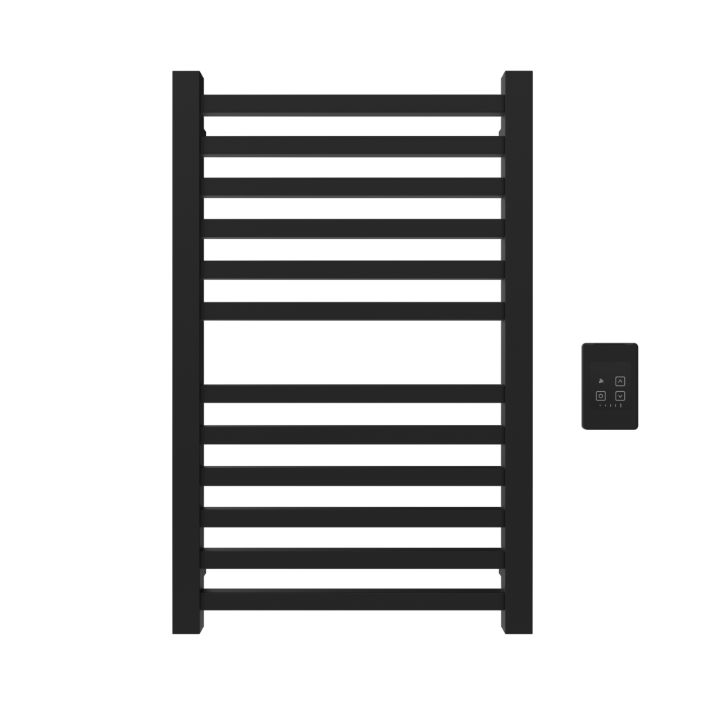 Amba Products Q2132MB Quadro 12-Bar Hardwired Towel Warmer - 4.375 x 21.25 x 33.125 in. - Matte Black Finish