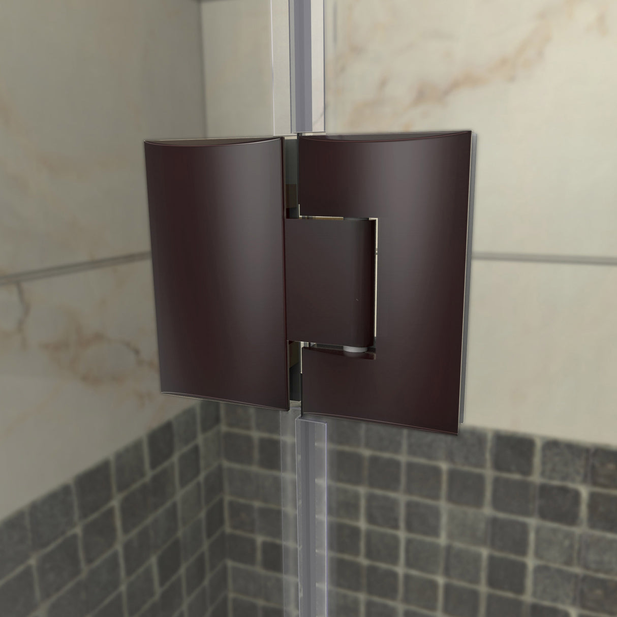DreamLine Prism Lux 38 in. x 74 3/4 in. Fully Frameless Neo-Angle Shower Enclosure in Oil Rubbed Bronze with Biscuit Base