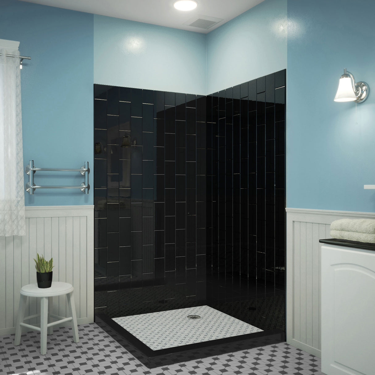 DreamLine QWALL-VS 41-1/2 in. W x 41-1/2 in. D x 76 in. H Acrylic Corner Wall Kit in Black