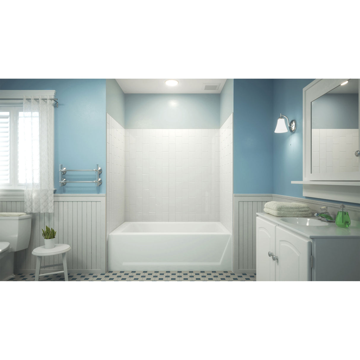 DreamLine QWALL-VS 56-60 in. W x 36 in. D x 62 in. H Acrylic Wall Kit in White