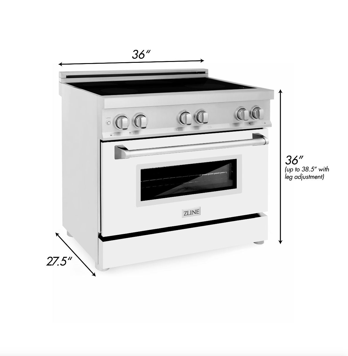 ZLINE 36 in. 4.6 cu. ft. Induction Range with a 4 Element Stove and Electric Oven with White Matte Door (RAIND-WM-36)