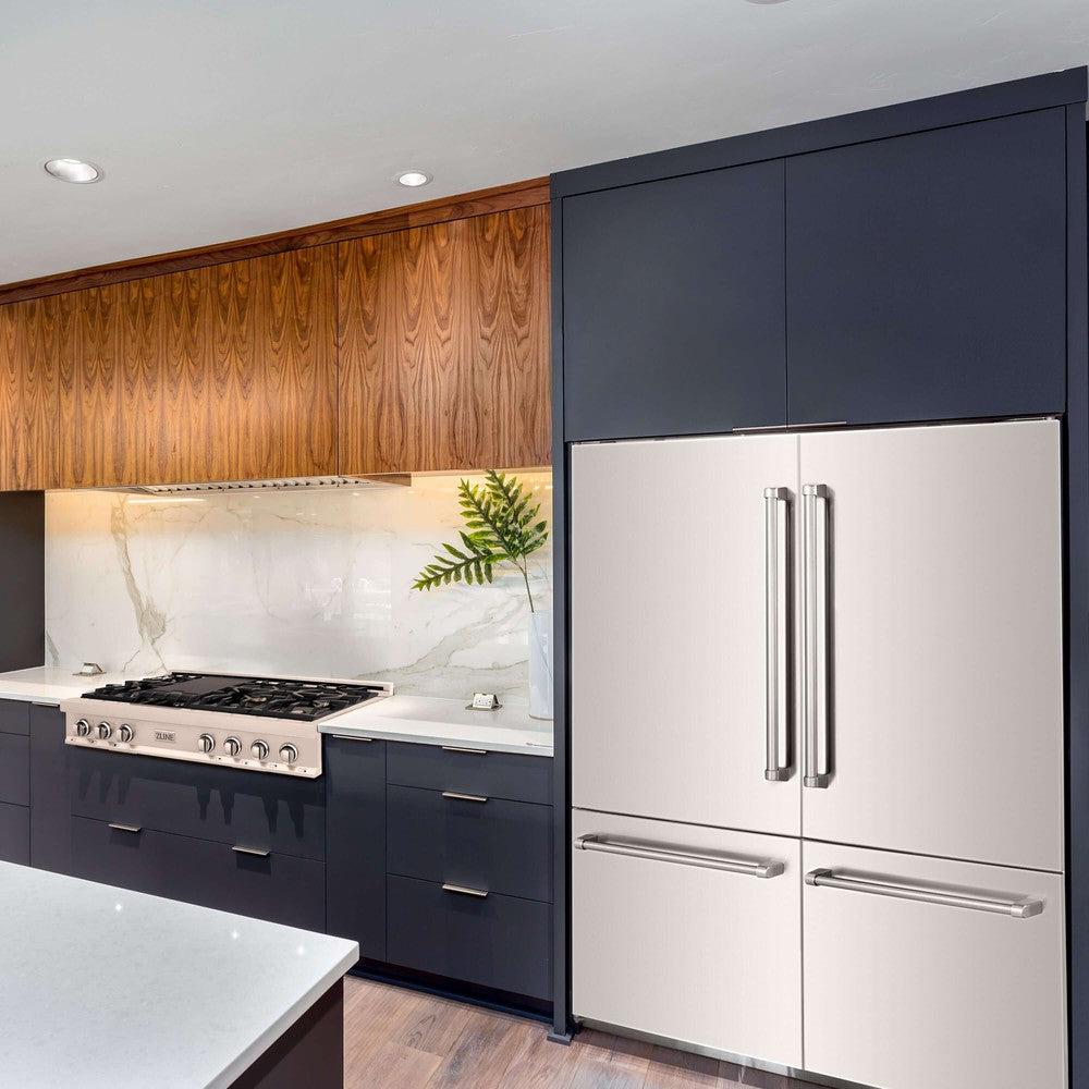 ZLINE 60 in. 32.2 cu. ft. French Door Built-In Bottom Freezer Refrigerator with Water Dispensers and Ice Makers in Stainless Steel (RBIV-304-60)