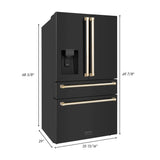 ZLINE Autograph Edition 30 in. Kitchen Package with Black Stainless Steel Dual Fuel Range, Range Hood, Dishwasher, and Refrigerator with External Water Dispenser with Polished Gold Accents (4AKPR-RABRHDWV30-G)