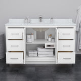 Icon 60 Inch Single Bathroom Vanity in White No Countertop No Sink Satin Bronze Trim 58 Inch Mirror