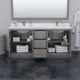 Icon 72 Inch Double Bathroom Vanity in Dark Gray Carrara Cultured Marble Countertop Undermount Square Sinks Brushed Nickel Trim