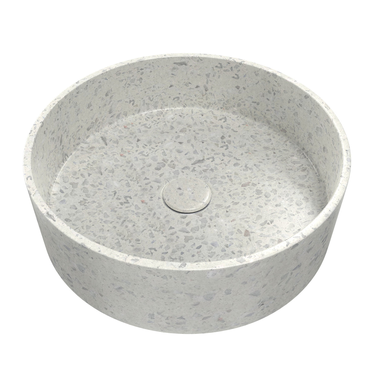 Ambia Round Terrazzo Vessel Sink in White