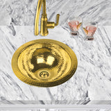 Nantucket Sinks' ROB - 13 Inch Hand Hammered Brass Round Undermount Bar Room Sink